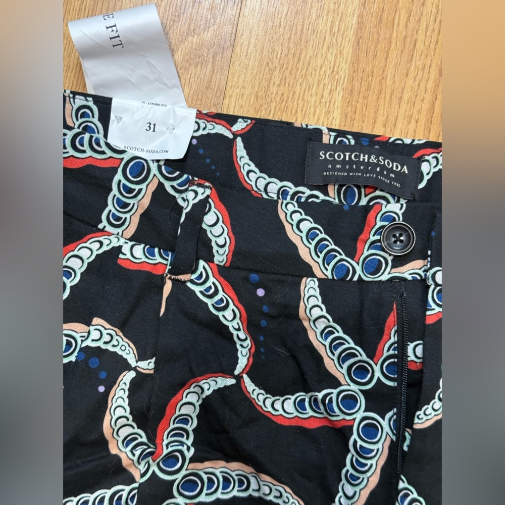Scotch & Soda Navy and Red Starfish Patterned Pants - Picture 3 of 6